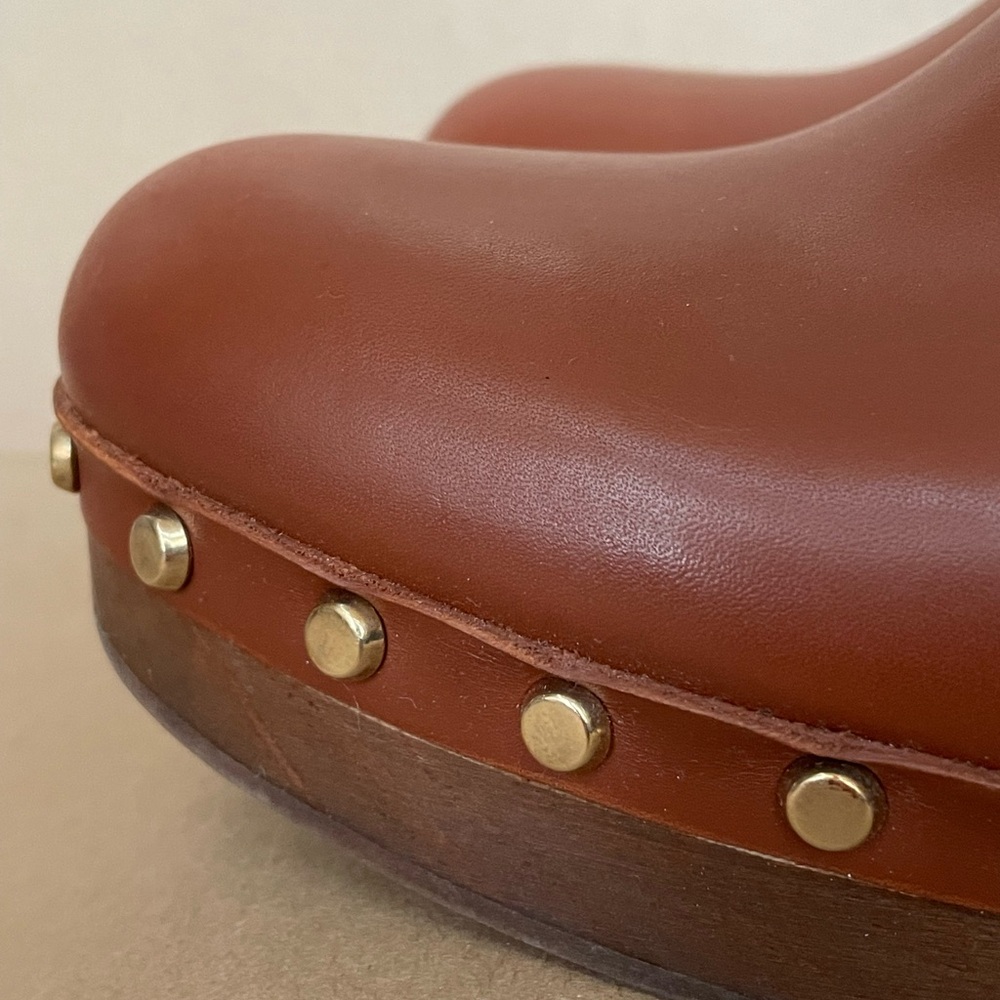 Pristine Cognac Leather Studded Uterque Clogs Mules Size 40 Lk Hearst Arket - Picture 10 of 10